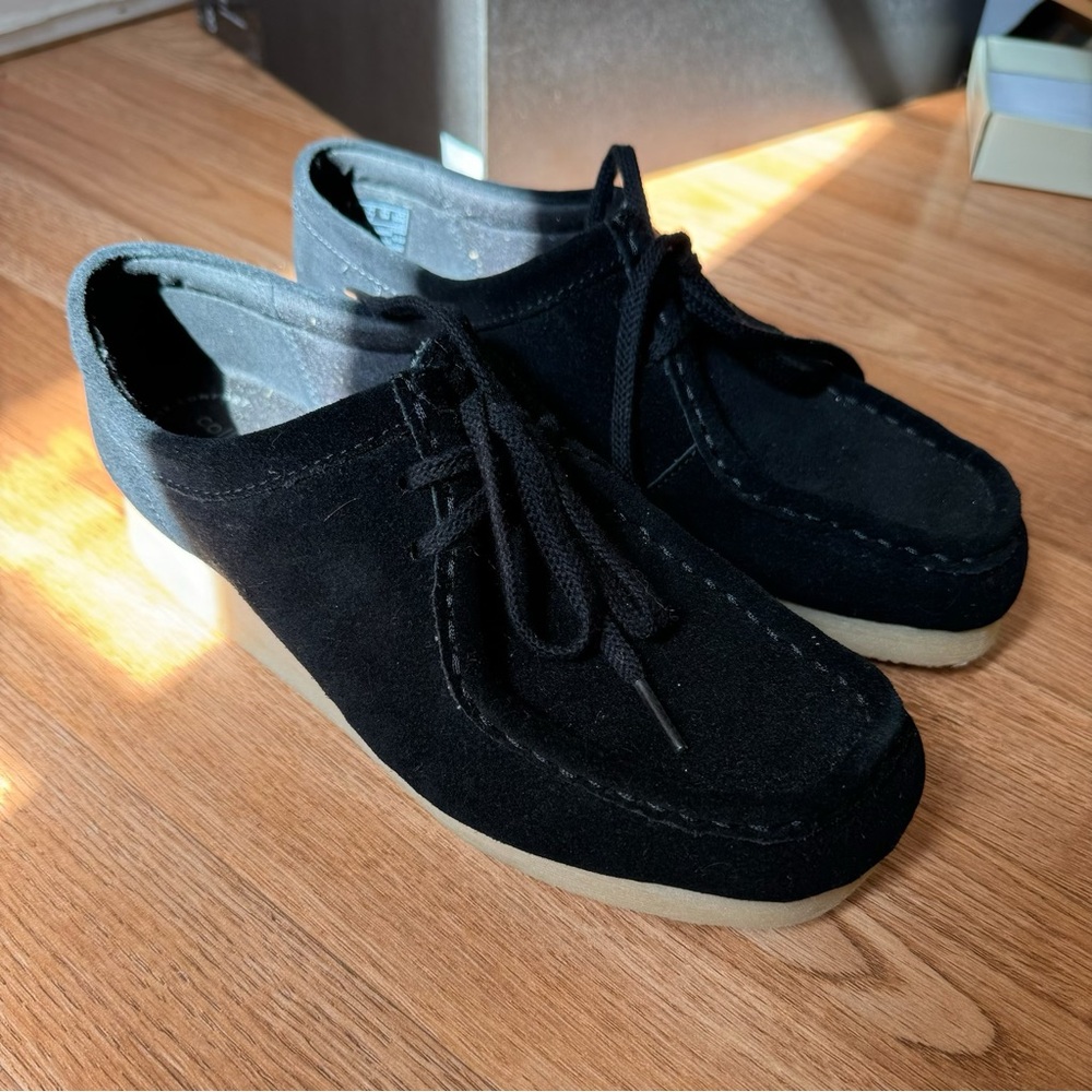Clarks Black Suede Slip-On Loafers